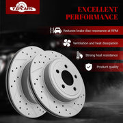 Ceramic Rear Brakes Pad and Rotors Drilled Slotted Vented Disc Brake Kits for Dodge Challenger 2009 - 2022/ Magnum 2005-2008