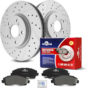 Ceramic Front Brakes Pad and Rotors Drilled Slotted Vented Disc Brake Kits for Acura Tl 2009 - 2014