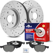 Ceramic Front Brakes Pad and Rotors Drilled Slotted Vented Disc Brake Kits for Ford C-Max 2013-2017/ Escape 2013-2019