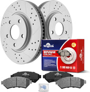 Ceramic Front Brakes Pad and Rotors Drilled Slotted Vented Replacement Disc Brake Kits for Buick Allure Lacrosse Terraza, for Chevy Uplander, for Pontiac Grand Prix Montana, for Saturn Relay