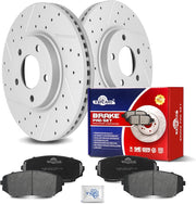 Ceramic Front Brakes Pad and Rotors Drilled Slotted Vented Replacement Disc Brake Kits for Ford Edge 2010 2011 2012 2013 2014/ Edge 2007-2009 Awd, for Lincoln Mkx 2010-2015/ Mkx 2007-2009 Awd