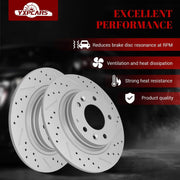 Ceramic Rear Brakes Pad and Rotors Drilled Slotted Solid Replacement Disc Brake Kits for Mercury Milan 2006-2011, for Mazda 6 2008 2009 2010 2011 2012 2013, for Mazda 6 S/i 2006-2007