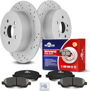 Ceramic Rear Brakes Pad and Rotors Drilled Slotted Solid Disc Brake Kits for Toyota Highlander 2008 - 2013