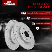 Ceramic Rear Brakes Pad and Rotors Drilled Slotted Solid Replacement Disc Brake Kits for Pontiac Vibe, for Scion Im 2016/ Xb 2008-2015, for Toyota Corolla Im 2017-2018/ Matrix