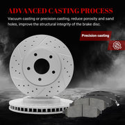 Ceramic Front Brakes Pad and Rotors Drilled Slotted Vented Disc Brake Kits for Nissan Leaf 2011-2013