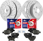Front & Rear Drilled Slotted Rotors and Ceramic Disc Brake Pads Kit Replacement for Toyota Celica 2000 2001 2002 2003 2004 2005 Gts