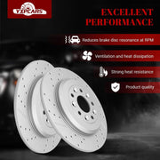 Ceramic Rear Brakes Pad and Rotors Drilled Slotted Solid Replacement Disc Brake Kits for Ford Taurus X 2008-2009/ Freestyle Five Hundred 2005 2006 2007, for Mercury Montego 2005-2007/ Sable 2008-2009