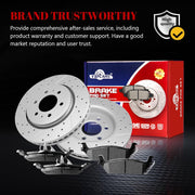 Front & Rear Drilled Slotted Rotors and Ceramic Disc Brake Pads Kit for Ford F-150 2010-2011 with 6 Lug