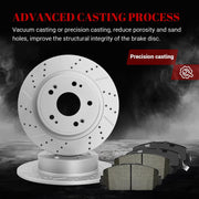 Front & Rear Drilled Slotted Rotors and Ceramic Disc Brake Pads Kit for Acura Ilx 2017-2018