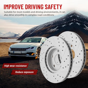 Front Drilled and Slotted Disc Brake Rotors Replacement for Mazda 3 2014 2015 2016 2.5L/ Mazda 3 2017-2018/3 Sport 2014-2018 2.5L/ Cx-3 2016-2019 2020 2021 2022 Awd With 10.43 Inch Rear Rotor