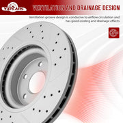 Front Drilled and Slotted Disc Brake Rotors Replacement for Mercedes-Benz Cls500 2006-2009/ Cls550 2007 2008 2009 2010 2011/ Glk350 2010 2011 2012 2013 2014 2015/ Glk250 2013-2015