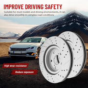 Front Drilled and Slotted Disc Brake Rotors for Lexus UX250H 2019 2020 2021 2022 2023 2024/ ES250 2021-2025/ ES300H ES350 2019-2025/ UX200 2019-2022/ UX300H 2025, for Toyota Corolla Cross 2022-2025