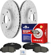Ceramic Front Brakes Pad and Rotors Drilled Slotted Vented Replacement Disc Brake Kits for Acura CSX 2006 2007 2008 2009 2010 2011, for Honda Accord 2003-2007/ Civic 2006-2010