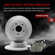 Front & Rear Drilled Slotted Rotors and Ceramic Disc Brake Pads Kit for Ford Transit Connect 2015 2016 2017 2018 with12.60 Inch (320.0 mm) Rotor Diameter; Built Before 05/28/2018