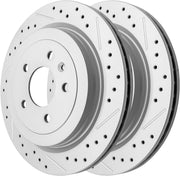 Rear Drilled and Slotted Disc Brake Rotors for Cadillac Ats 2013-2015, Ats 2016-2018 Exc V, Ats 2019 Exc V/Coupe