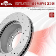 Rear Drilled and Slotted Disc Brake Rotors Replacement for Ford F-350 Super Duty 2005 2006 2007 2008 2009 2010 2011 2012 4Wd/Awd with Single Rear Wheel