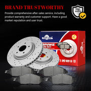 Front & Rear Drilled Slotted Rotors and Ceramic Disc Brake Pads Kit for Infiniti Jx35 2013/ Qx60 2014-2019, for Nissan Pathfinder 2013-2019/ Murano 2015 2016 2017 2018 2019