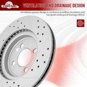 Front Drilled and Slotted Disc Brake Rotors Replacement for Mini Cooper 2007 2008 2009 2010 2011 2012 2013/ Cooper 2014-2015 with 4 Lug Wheels (280.0 mm)
