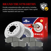 Ceramic Rear Brakes Pad and Rotors Drilled Slotted Vented Replacement for Toyota Sequoia 2001 2002 2003 2004 2005 2006 2007/ 4Runner 2003-2009/ Fj Cruiser 2007 2008 2009, for Lexus Gx470 2003-2009