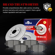 Ceramic Rear Brakes Pad and Rotors Drilled Slotted Solid Disc Brake Kits for Dodge Grand Caravan 2017 - 2020/ Journey 2014 2020, for Volkswagen Routan 2012-2014 (328mm)