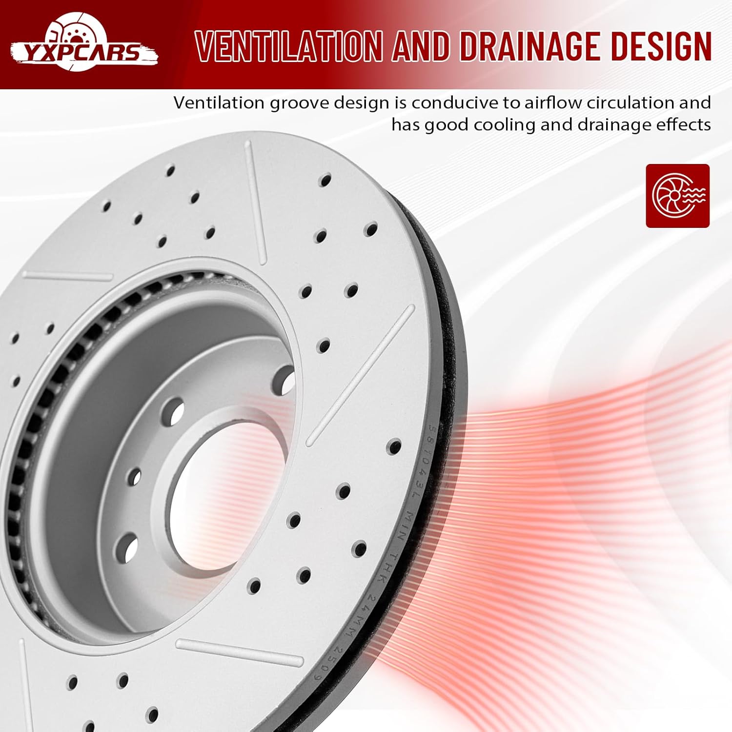 Front Drilled and Slotted Disc Brake Rotors Replacement for Honda Odyssey 1999 2000 2001 2002 2003 2004/ Pilot 2003-2006 2007 2008/ Accord 2003-2005/ Accord 2008 2009 2010 2011 2012 Ex-L, Ex