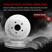 Front & Rear Drilled Slotted Rotors and Ceramic Disc Brake Pads Kit for Dodge Ram 1500 2006-2010/ Durango 2007-2009, for Ram 1500 2011-2018/1500 Classic 2019-2023, for Chrysler Aspen 2007 2008 2009