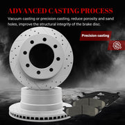 Ceramic Rear Brakes Pad and Rotors Drilled Slotted Vented Replacement Disc Brake Kits for Dodge Ram 3500 2003 2004 2005 2006 2007 2008 Srw Or Drw Models (2Wd Or 4Wd)