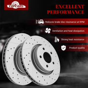 Ceramic Front Brakes Pad and Rotors Drilled Slotted Vented Replacement Disc Brake Kits for Ford Mustang 2015 2016 2017 3.7L; V6