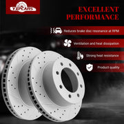 Front & Rear Drilled Slotted Rotors and Ceramic Disc Brake Pads Kit for Dodge Ram 1500 2006-2008 8 Lug Extended Crew Cab, for Dodge Ram 2500 2003-2008 (2Wd And 4Wd)