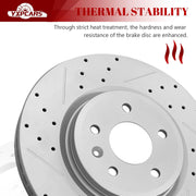 Ceramic Front Brakes Pad and Rotors Drilled Slotted Vented Replacement Disc Brake Kits for Ford Taurus 2010 2011 2012 With Performance Pkg