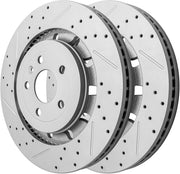 Front Drilled and Slotted Disc Brake Rotors for Lincoln Mks 2013-2016/ Mkt 2013-2019, for Ford Police Interceptor Sedan Utility 2013-2019/ Special Service Police Sedan 2014-2018
