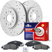Ceramic Front Brakes Pad and Rotors Drilled Slotted Vented Replacement Disc Brake Kits for Buick Enclave 2018-2020, for Chevry Blazer 2019-2020/ Traverse 2018-2020, for GMC Acadia 2017-2020