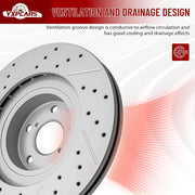 Front Drilled and Slotted Disc Brake Rotors for Saab 9-2X 2005-2006 Aero, for Subaru Forester 2003-2007 2008 / Outback 2001 2002 2003 2004 (Outback 2005 3.0L)/ Impreza/Legacy/Baja