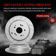 Ceramic Rear Brakes Pad and Rotors Drilled Slotted Solid Replacement Disc Brake Kits for Honda Odyssey 2002 2003 2004