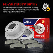 Ceramic Rear Brakes Pad and Rotors Drilled Slotted Vented Replacement Disc Brake Kits for Chevy Silverado 2500 Hd/Silverado 3500 Hd/Suburban 3500 Hd, for Gmc Sierra 2500 Hd/Sierra 3500 Hd