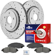 Ceramic Front Brakes Pad and Rotors Drilled Slotted Vented Replacement Disc Brake Kits for Acura MDX 2017-2018/ MDX 2019-2020 Base/SH-AWD, for Honda Pilot 2016-2022/ Ridgeline 2017-2024