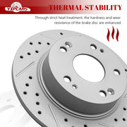 Ceramic Rear Brakes Pad and Rotors Drilled Slotted Solid Disc Brake Kits for Acura Tsx 2004-2008, for Honda Accord 2003-2004/ Accord 2005 - 2007 Gas Engine