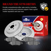 Ceramic Rear Brakes Pad and Rotors Drilled Slotted Vented Replacement Disc Brake Kits for Chevy Camaro 2010 2011 2012 2013 2014 2015 3.6L LS, LT
