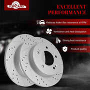 Ceramic Rear Brakes Pad and Rotors Drilled Slotted Solid Replacement Disc Brake Kits for Hyundai Elantra/Elantra Coupe/Elantra Gt/Veloster, for Kia Forte/ Forte5/ Forte Koup/Soul