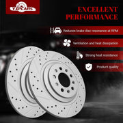 Ceramic Rear Brakes Pad and Rotors Drilled Slotted Solid Disc Brake Kits for Jeep Cherokee 2014 - 2021 With Dual Piston Front Caliper