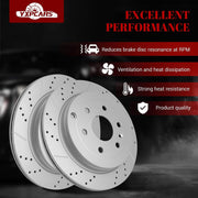 Ceramic Rear Brakes Pad and Rotors Drilled Slotted Vented Replacement Disc Brake Kits for Buick Enclave 2008-2017, for Chevy Traverse, for Gmc Acadia Limited/Acadia, for for Saturn Outlook