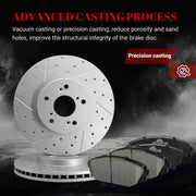 Ceramic Front Brakes Pad and Rotors Drilled Slotted Vented Replacement Disc Brake Kits for Acura Mdx 2001-2002, for Honda Odyssey 1999 2000 2001 2002 2003 2004