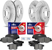 Front & Rear Drilled Slotted Rotors and Ceramic Disc Brake Pads Kit for Honda Accord 2008 2009 2010 2011 2012 2013 2014 2015 2016 2017