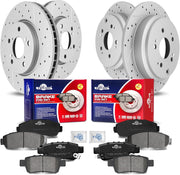 Front & Rear Drilled Slotted Rotors and Ceramic Disc Brake Pads Kit for Honda Odyssey 2005 - 2010