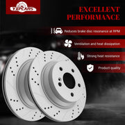 Ceramic Rear Brakes Pad and Rotors Drilled Slotted Vented Replacement Disc Brake Kits for Mercedes-Benz Glk250 2013-2015/ Glk350 2010 2011 2012-2015/ E350 2013-2014 Coupe & Convertible