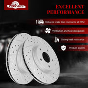 Front & Rear Drilled Slotted Rotors and Ceramic Disc Brake Pads Kit for Nissan Rogue 2008 2009 2010 2011 2012 2013