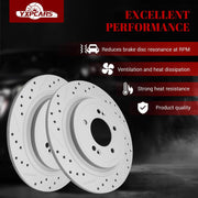 Ceramic Rear Brakes Pad and Rotors Drilled Slotted Solid Replacement Disc Brake Kits for Hyundai Tucson Gas 2016-2017/ Tucson 2018