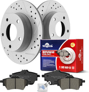 Ceramic Rear Brakes Pad and Rotors Drilled Slotted Solid Replacement Disc Brake Kits for Nissan Sentra 2020 2021 2022 2023 2024