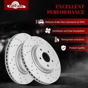 Front & Rear Drilled Slotted Rotors and Ceramic Disc Brake Pads Kit for Infiniti Jx35 2013/ Qx60 2014-2019, for Nissan Pathfinder 2013-2019/ Murano 2015 2016 2017 2018 2019