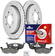 Ceramic Rear Brakes Pad and Rotors Drilled Slotted Vented Replacement Disc Brake Kits for Ford Expedition 2007 2017, for Lincoln Navigator 2007 2008 2009 2010 2011 2012 2013 2014 2015 2016 2017